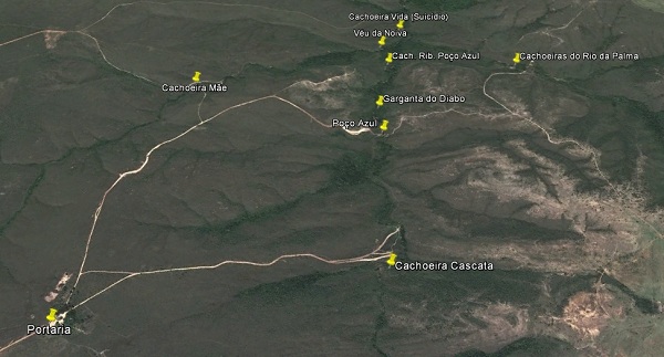 Mapa das Cachoeiras do Poço Azul